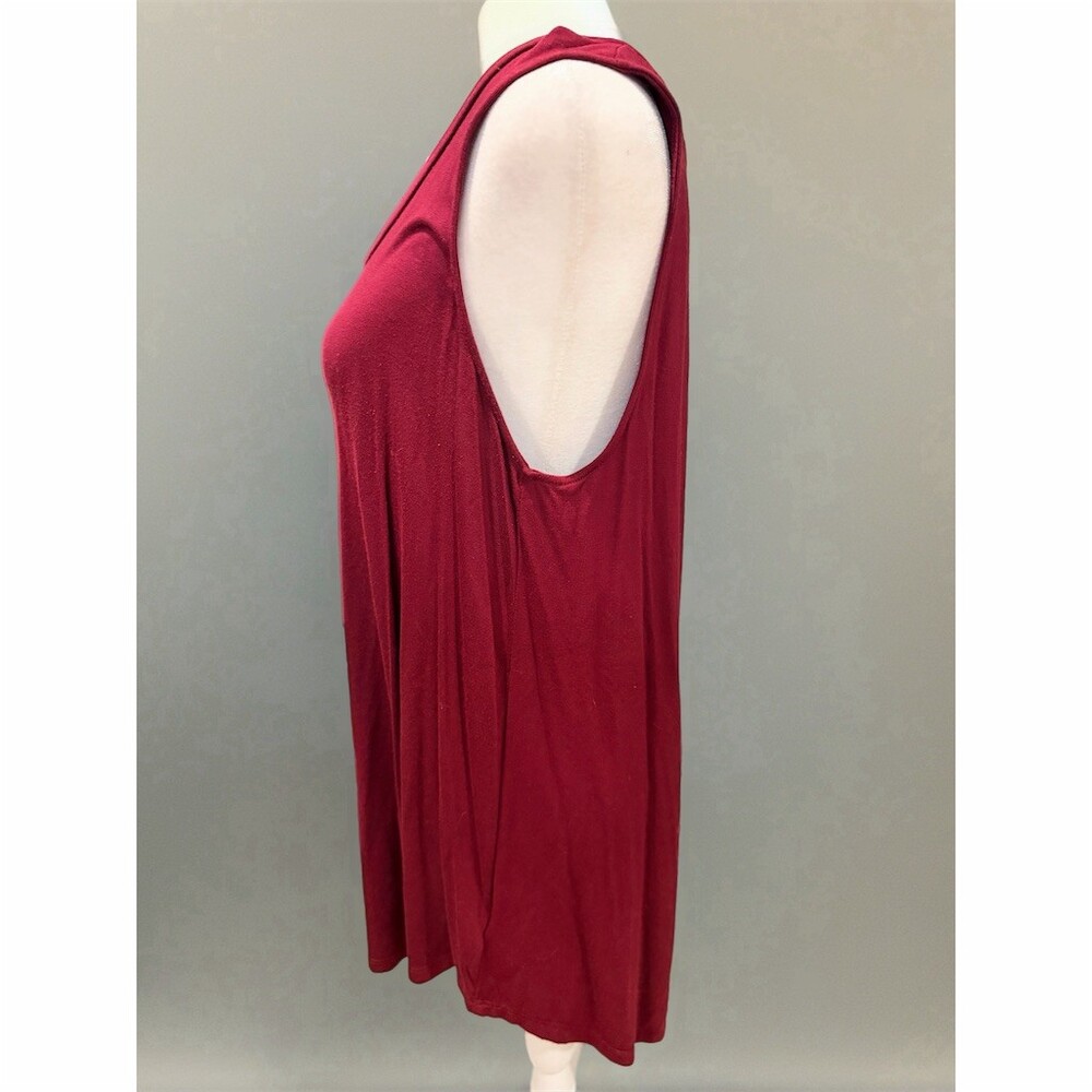 Old Navy Dress Womens Petite S Burgundy Sleeveless Swing Tunic Scoop Neck - Picture 3 of 4